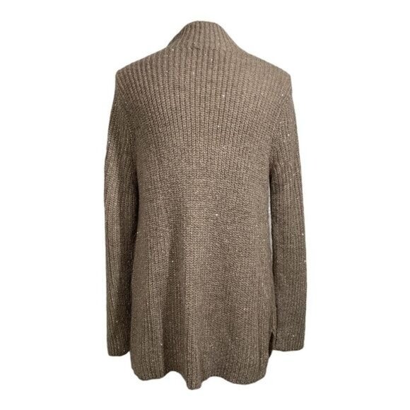 Chico’s Size 1 (M) Brown Chunky Knit Mock Neck Sequin Sweater ✨ Cozy Fall - Picture 4 of 9